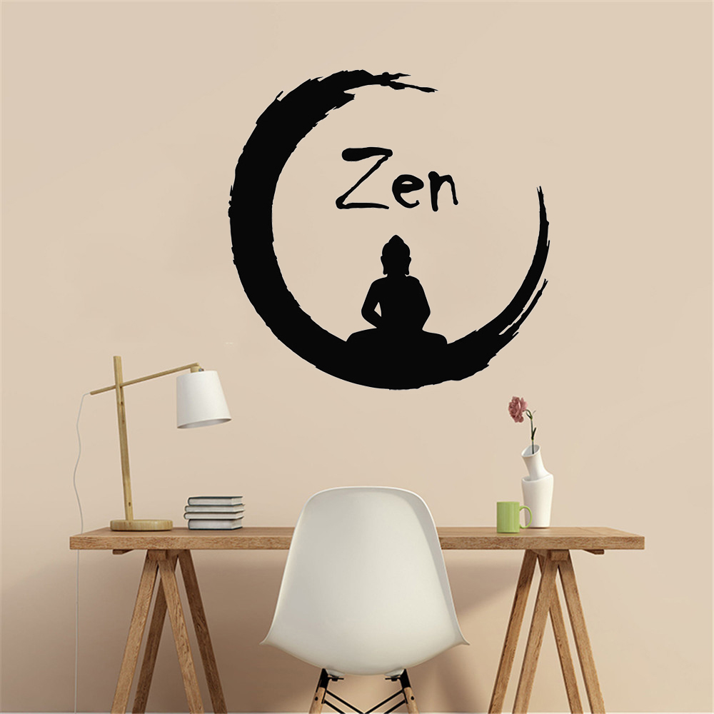 Home Gym Zen - สติ๊กเกอร์ติดผนังลายพระพุทธรูป โยคะ เซน สำหรับตกแต่งห้องออกกำลังกาย วัสดุไวนิล ตกแต่งห้องนอน