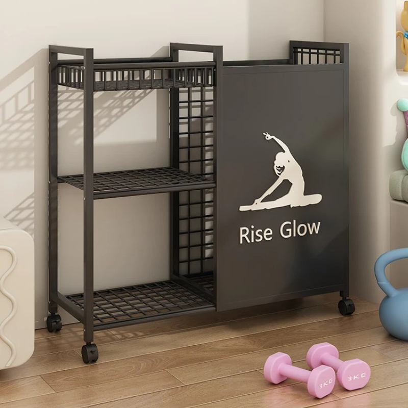 Home Gym In Garage - รถเข็นฟิตเนสเคลื่อนที่มีล้อ - ตู้เก็บอุปกรณ์อเนกประสงค์สำหรับยิมที่บ้าน สตูดิโอโยคะ และโรงรถ ชั้นวางอุปกรณ์แบบแข็งแรงทนทาน
