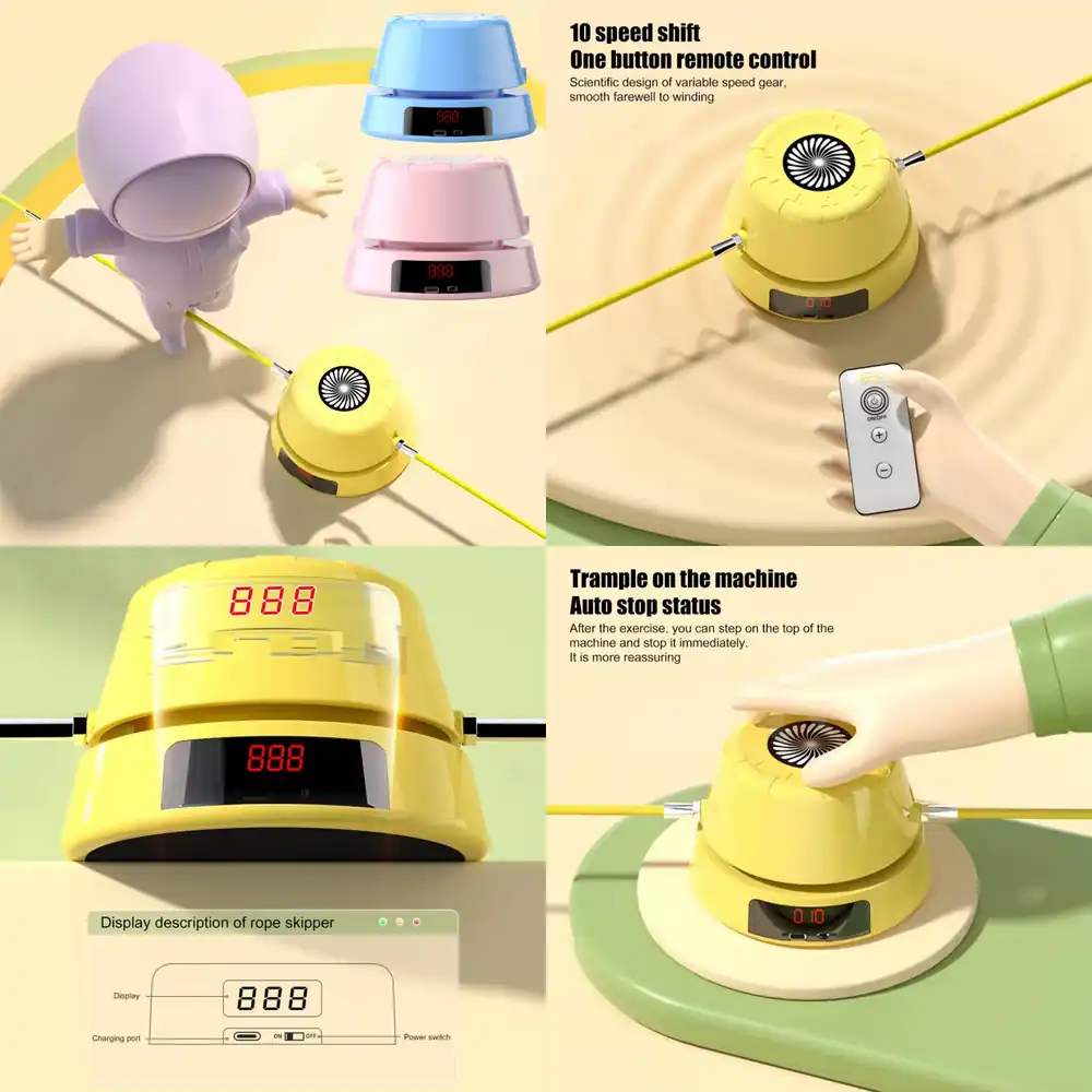 Home Gym Machine - WAP01 เครื่องกระโดดเชือกไฟฟ้าอัจฉริยะ พร้อมระบบนับจำนวนครั้งกระโดด ควบคุมด้วยรีโมท หน้าจอ LED