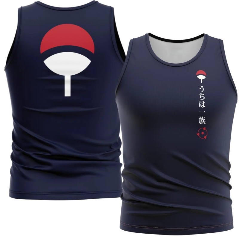 Home Gym Build - 2026 เสื้อกล้ามออกกำลังกายธีมตระกูลนารูโตะ อุจิวะใหม่ สีกรมท่า บล็อกสี แห้งเร็ว