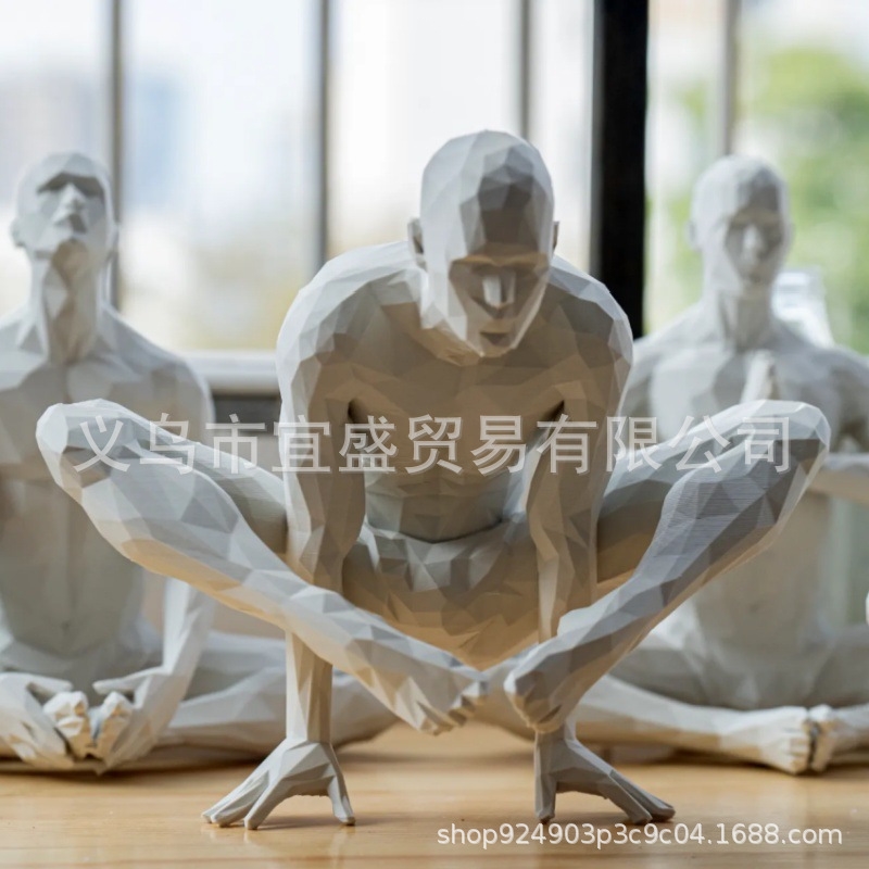 Home Gym Yoga Room - รูปปั้นโยคะแมน ของตกแต่งบ้านสไตล์มินิมอล งานพิมพ์ 3 มิติ ของตกแต่งทางจิตวิญญาณ