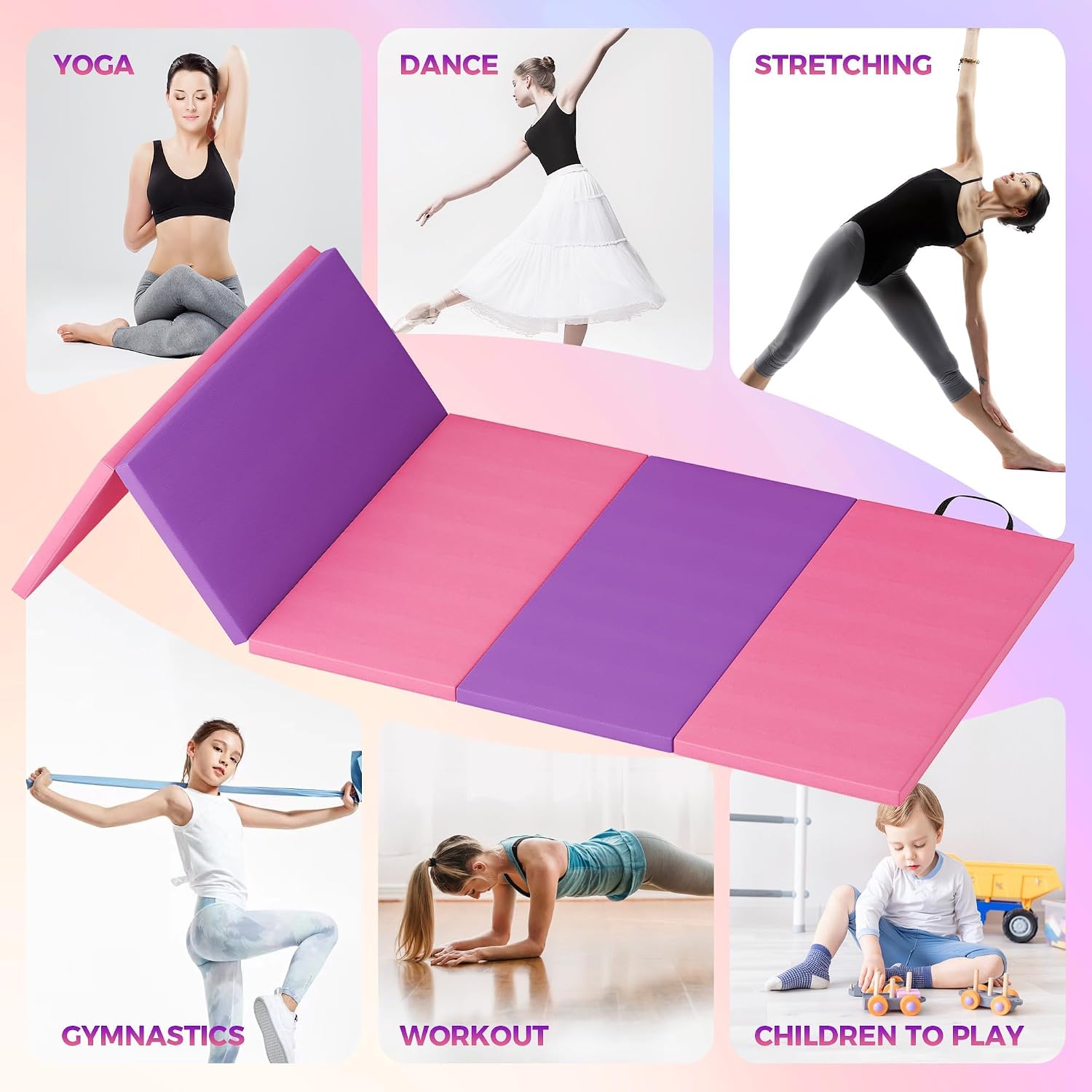 Home Gym Yoga Mat - เสื่อโยคะพับได้ เสื่อยิมนาสติก 5 ทบ เสื่อออกกำลังกายสำหรับยิมที่บ้าน โยคะ