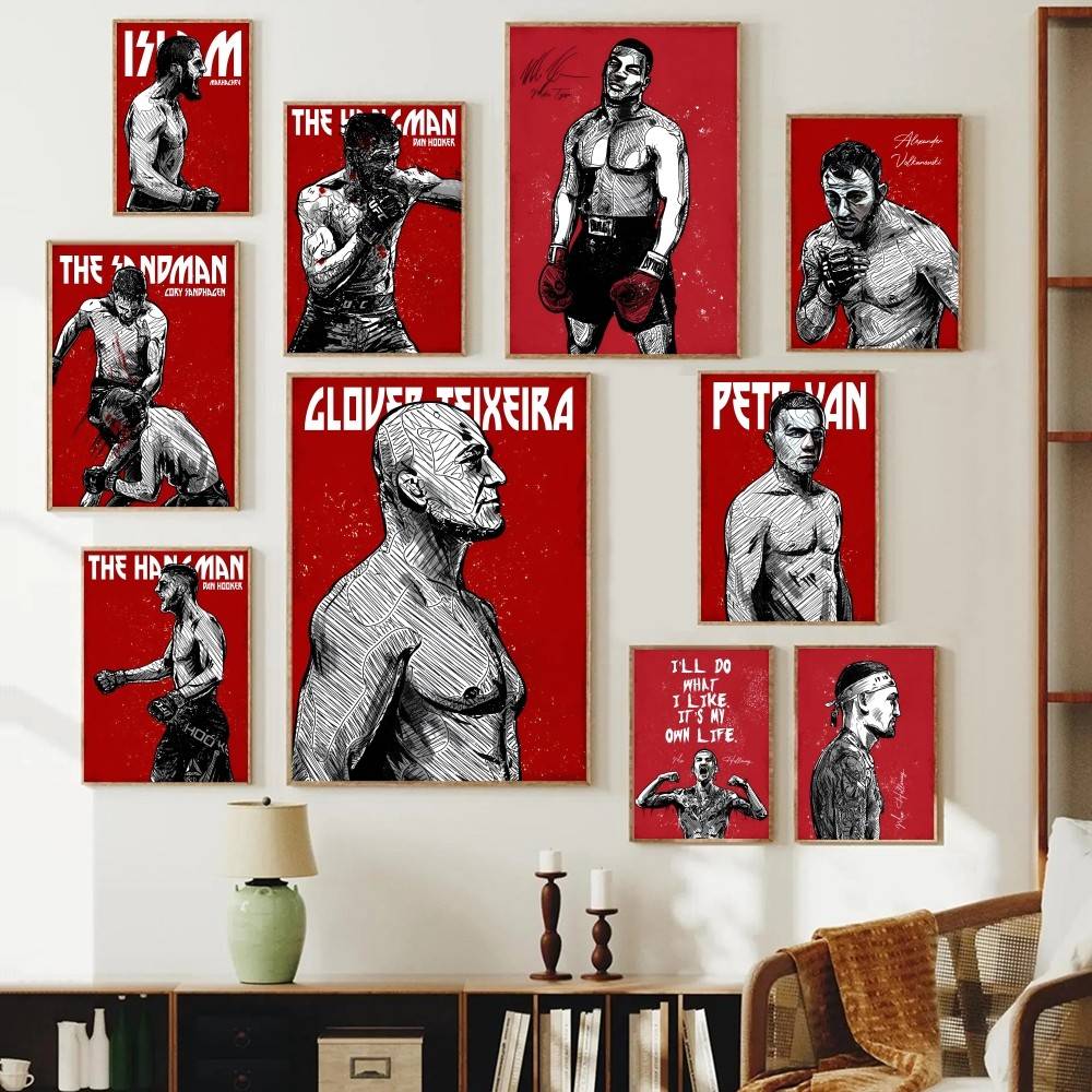 Home Gym In Garage - โปสเตอร์นักกีฬาแนวกรันจ์ ภาพนักสู้ คำคมสร้างแรงบันดาลใจเกี่ยวกับกีฬา ภาพพิมพ์ติดผนังสำหรับตกแต่งยิม โรงรถ บาร์มวย