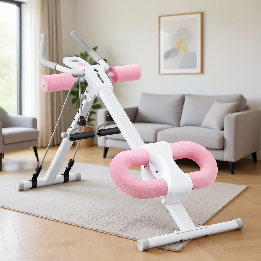 Home Gym Machine - เครื่องบริหารหน้าท้องปรับระดับได้สำหรับยิมที่บ้าน - พับเก็บได้, หน้าจอ LCD, ออกกำลังกายหน้าท้องพร้อมอุปกรณ์ป้องกันเข่าและรองรับน้ำหนักได้สูง