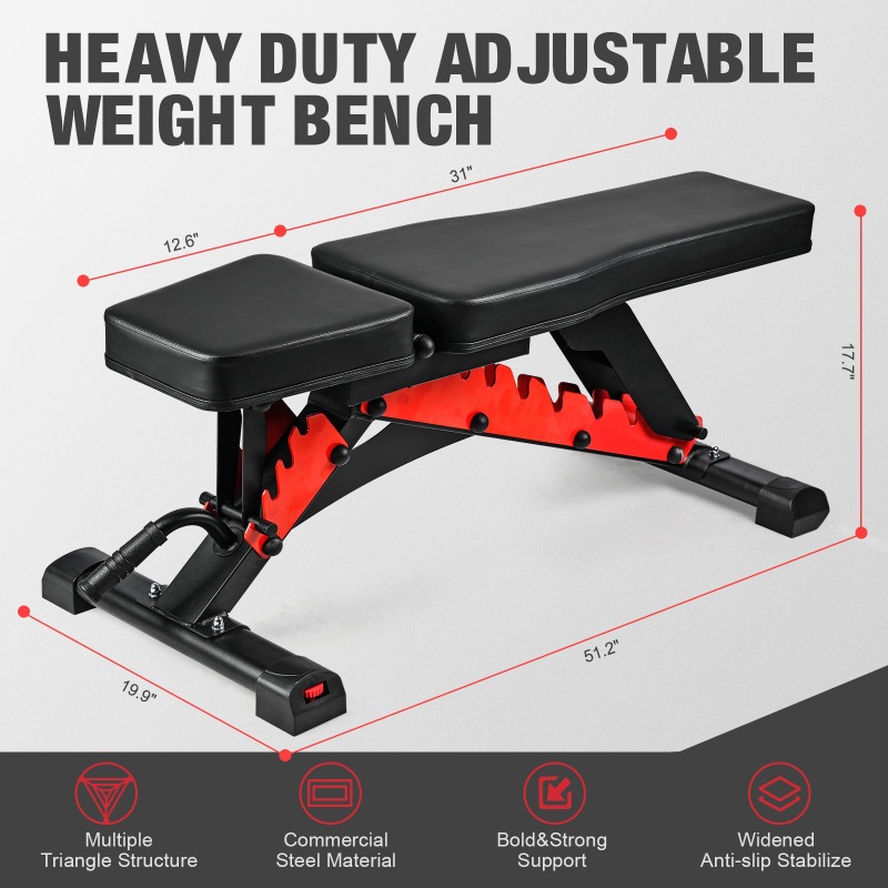 Home Gym Weights - ม้านั่งยกน้ำหนักแบบปรับได้สำหรับใช้ในบ้าน เหมาะสำหรับการฝึกยกน้ำหนักมาก