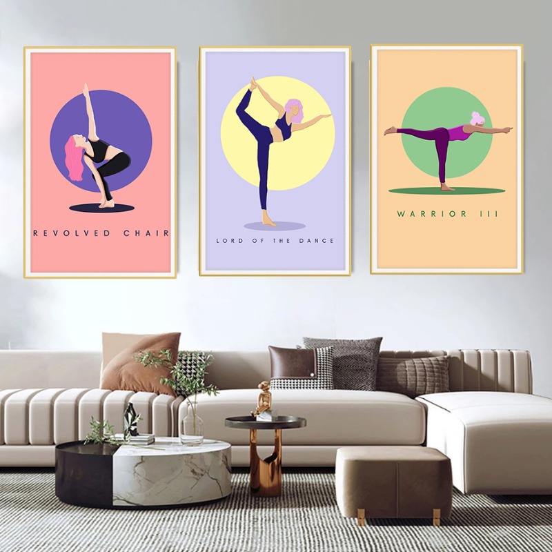 โปสเตอร์ภาพโยคะแบบนามธรรมสมัยใ - Home Gym Yoga Room บทวิจารณ์และราคา