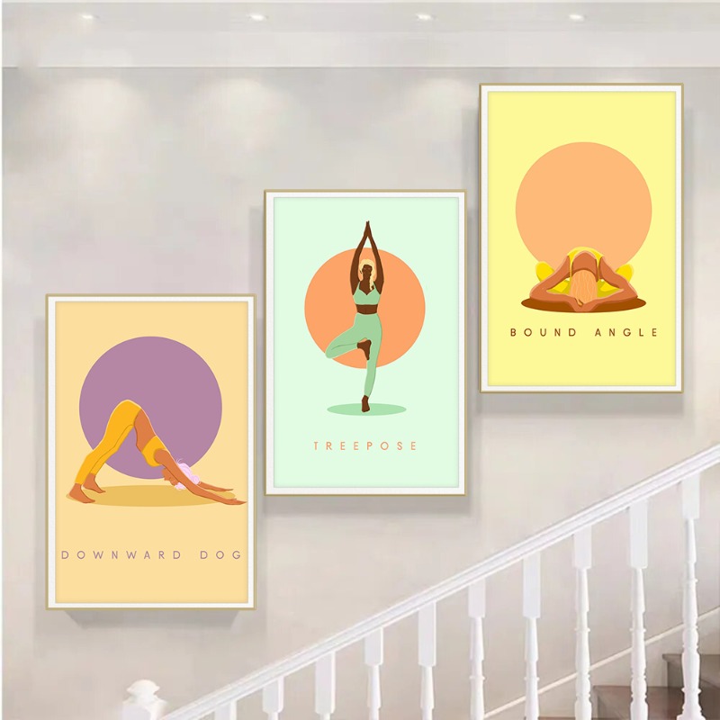 โปสเตอร์ภาพโยคะแบบนามธรรมสมัยใ - Home Gym Yoga Room บทวิจารณ์และราคา
