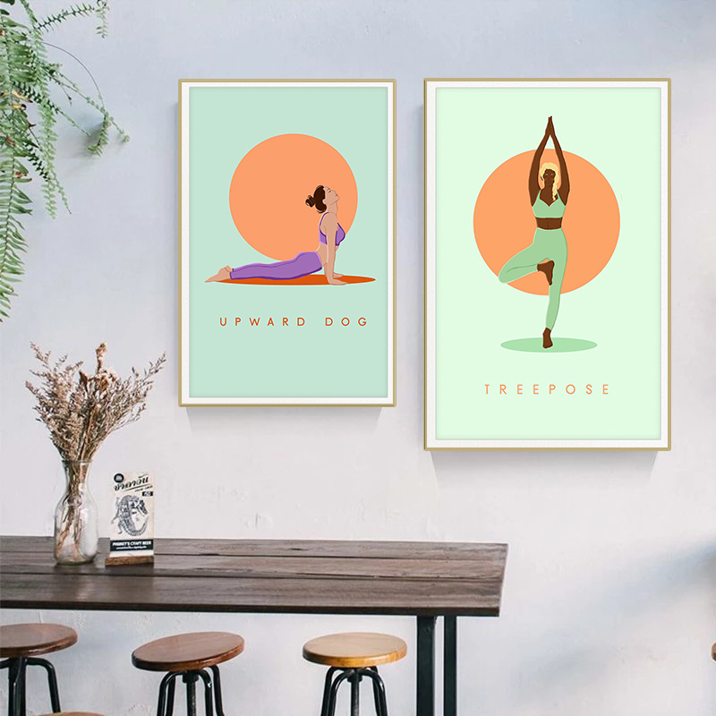 โปสเตอร์ภาพโยคะแบบนามธรรมสมัยใ - Home Gym Yoga Room บทวิจารณ์และราคา