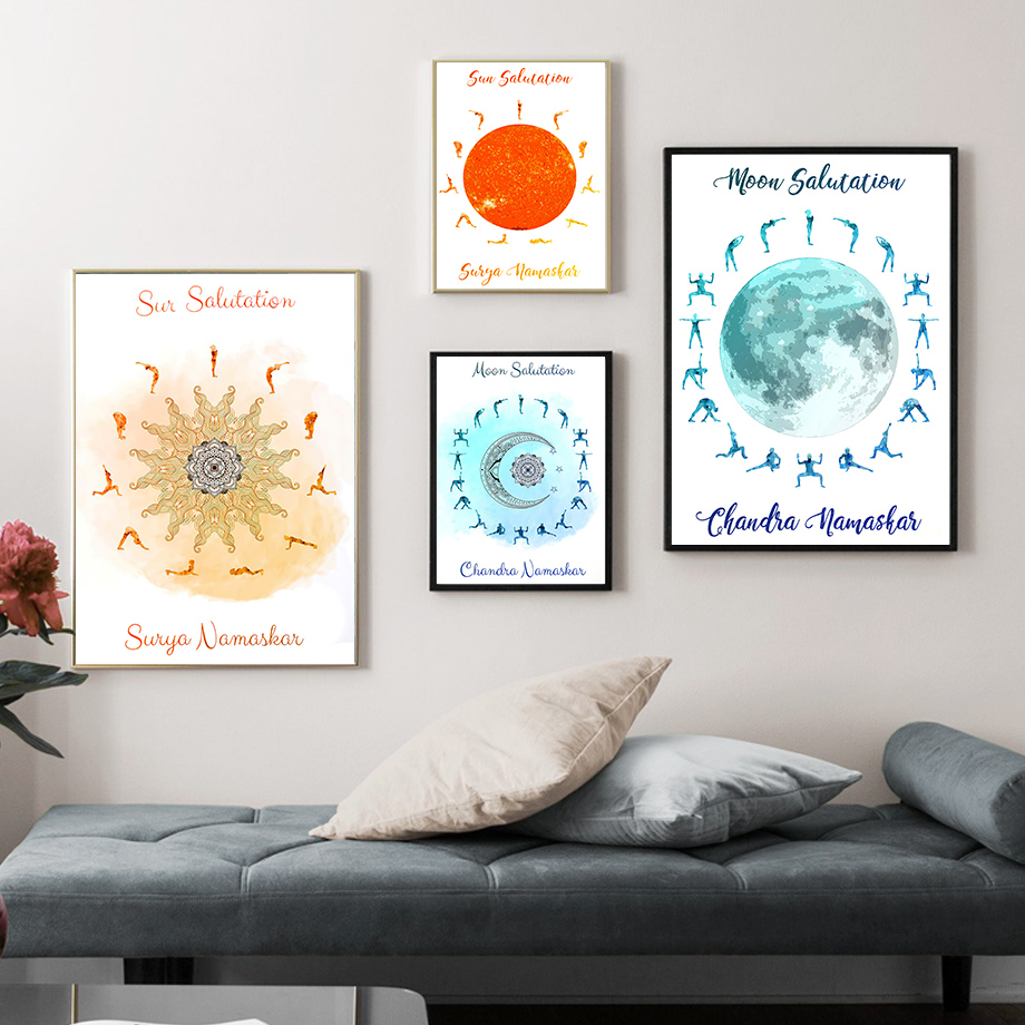 โยคะ Pose Sun Moon Salutation  - Home Gym Yoga Room บทวิจารณ์และราคา
