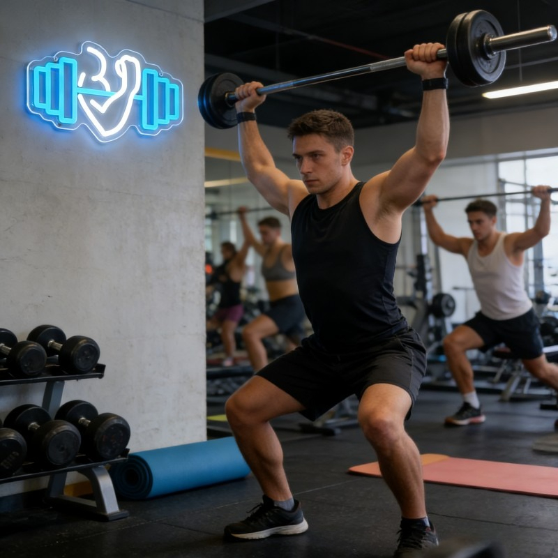 ป้ายไฟนีออนรูปดัมเบลบicep สำหร - Home Gym Yoga Room บทวิจารณ์และราคา