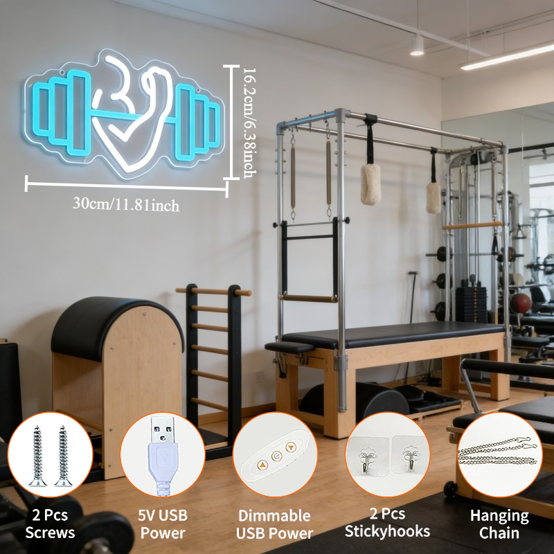 ป้ายไฟนีออนรูปดัมเบลบicep สำหร - Home Gym Yoga Room บทวิจารณ์และราคา